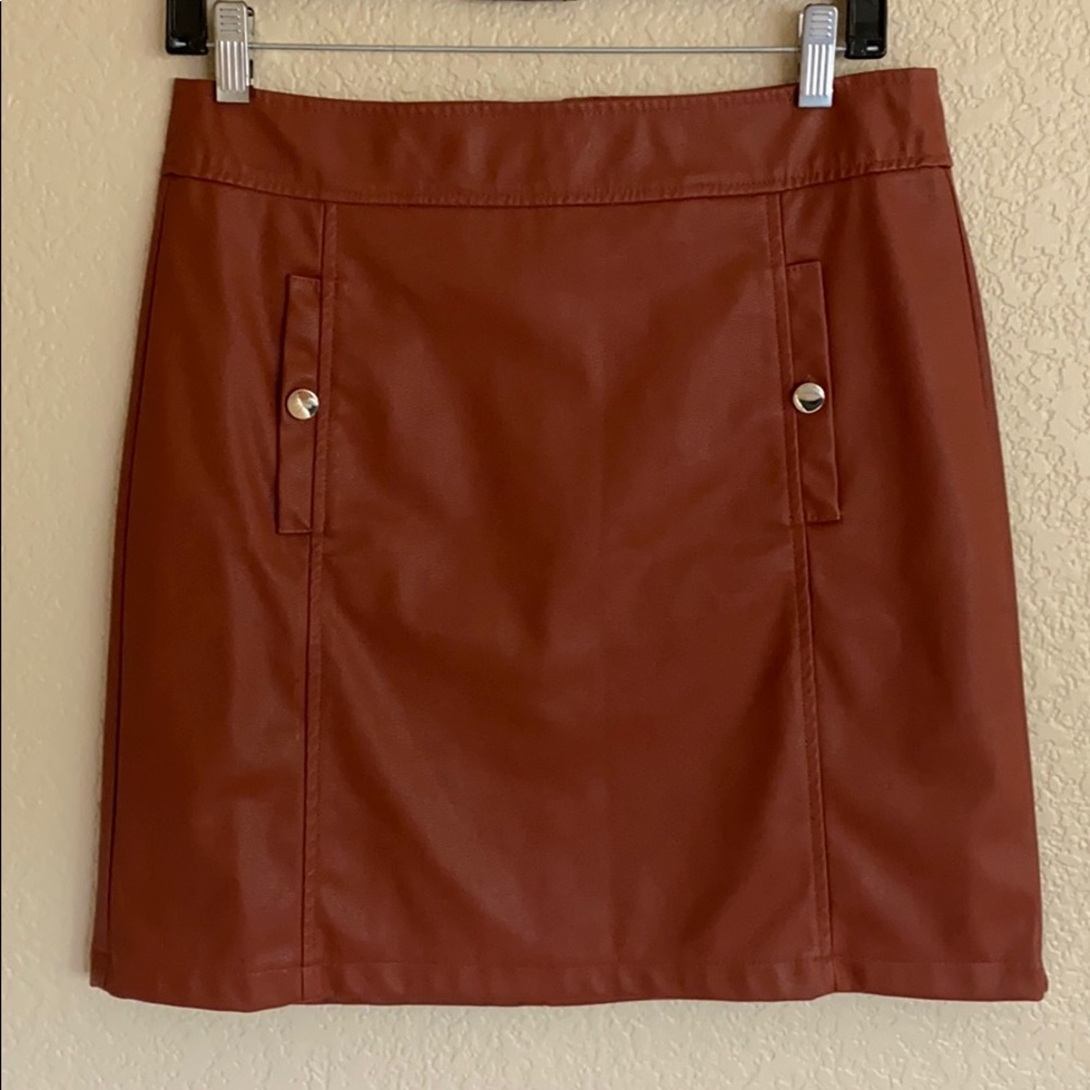 LOFT Faux Leather Pocket Skirt